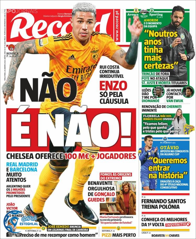 روزنامه ورزشی رکورد سه شنبه 4 بهمن 1401 