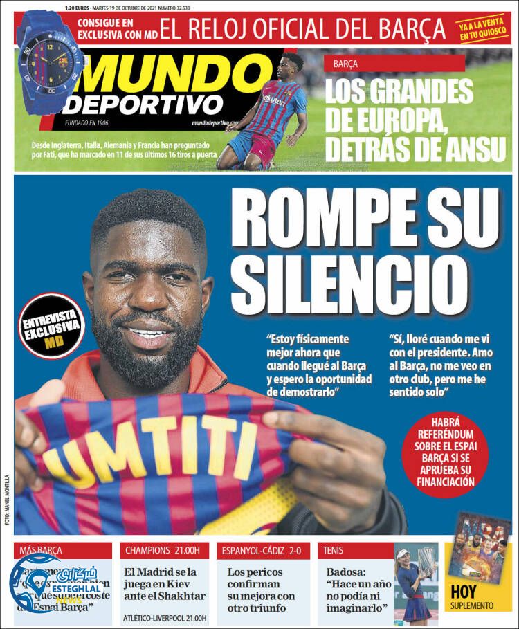 روزنامه ورزشی موندو دپورتیوو سه شنبه 27 مهر 1400