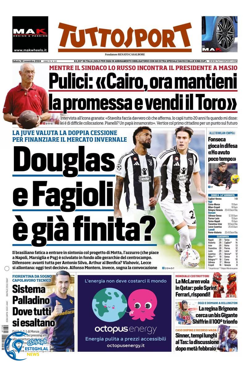 روزنامه  ورزشی توتو اسپورت شنبه 10 آذر 1403 