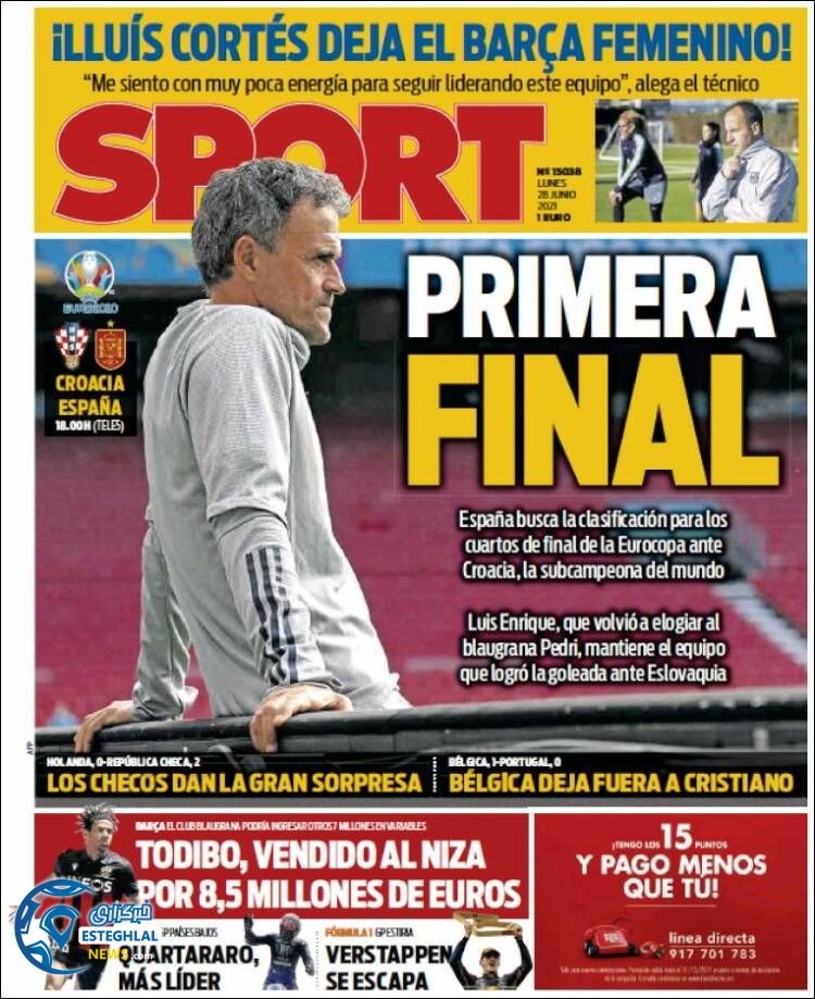 روزنامه ورزشی اسپورت دوشنبه 7 تیر 1400