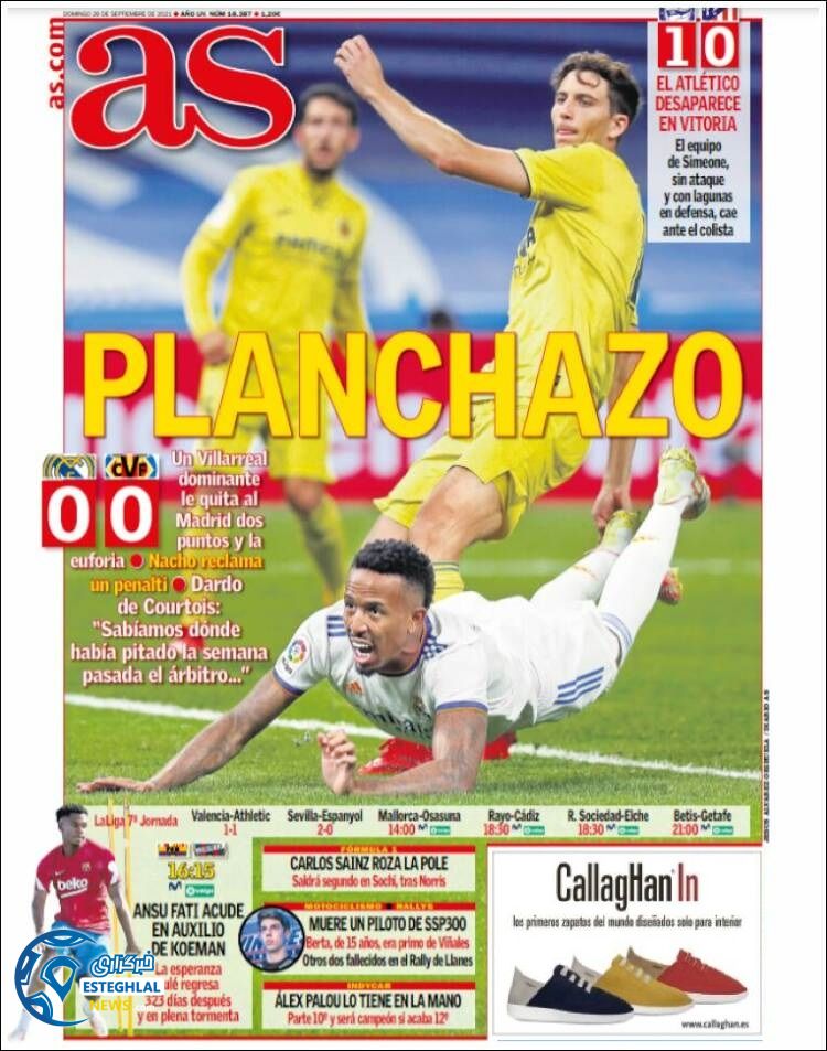 روزنامه ورزشی آ اس یکشنبه 4 مهر 1400