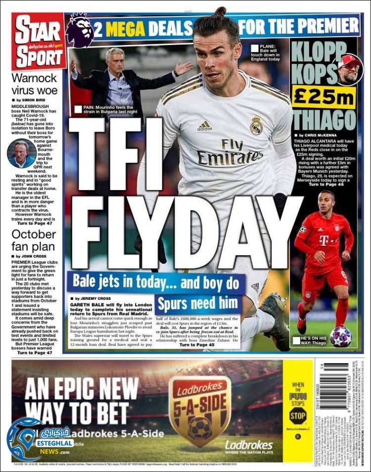 روزنامه ورزشی استار اسپورت جمعه 28 شهریور 1399