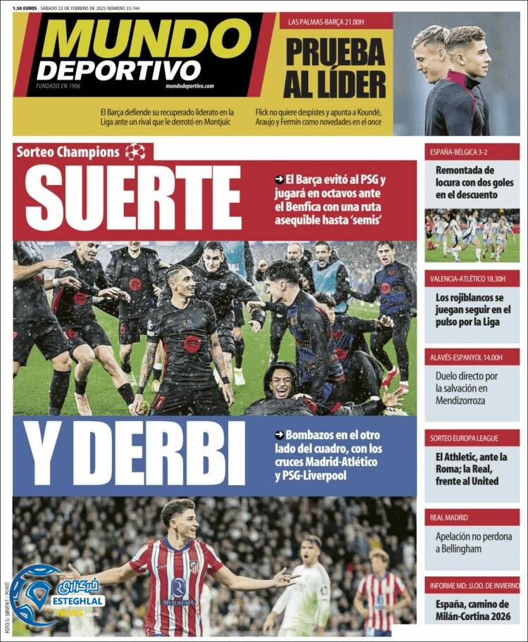 روزنامه ورزشی موندو دپورتیووو شنبه 4 اسفند 1403 