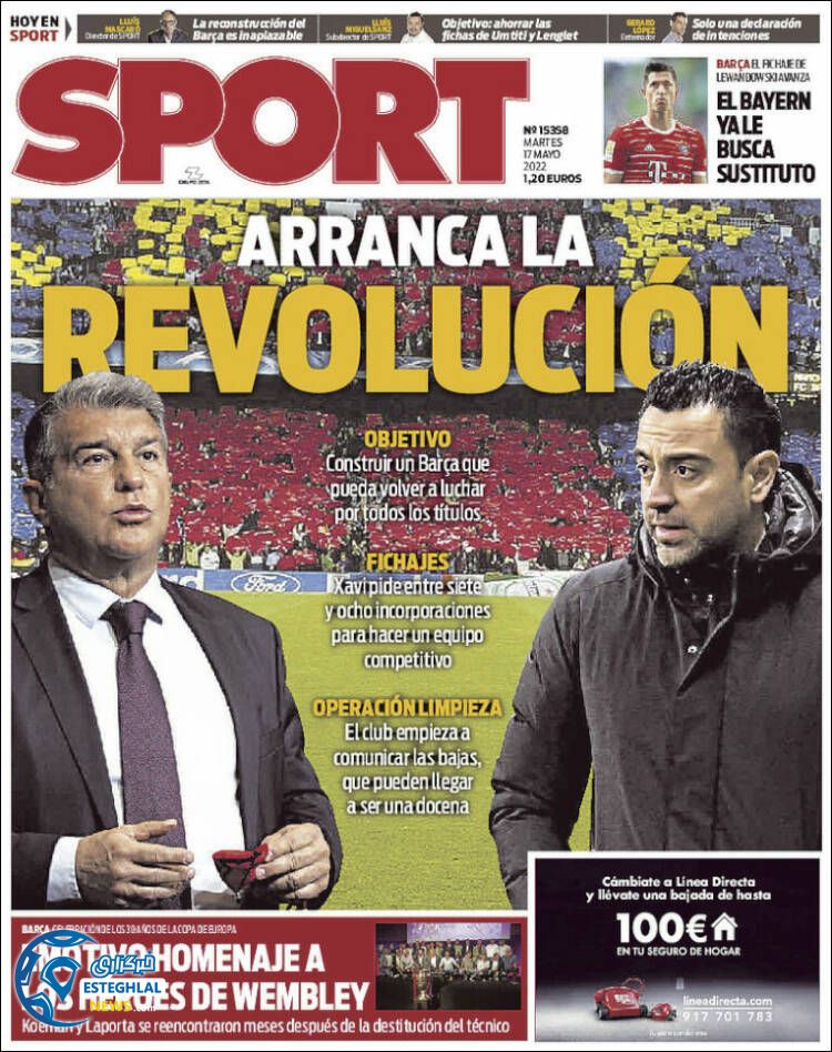 روزنامه ورزشی اسپورت سه شنبه 27 اردیبهشت 1401