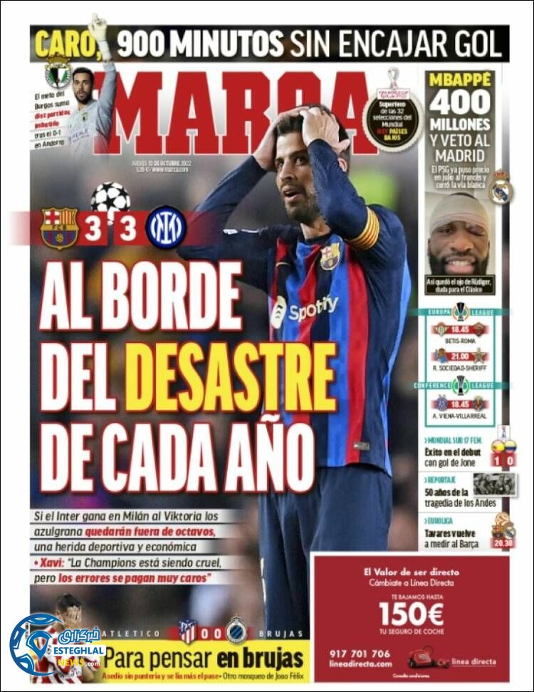 روزنامه ورزشی مارکا پنجشنبه 21 مهر 1401 