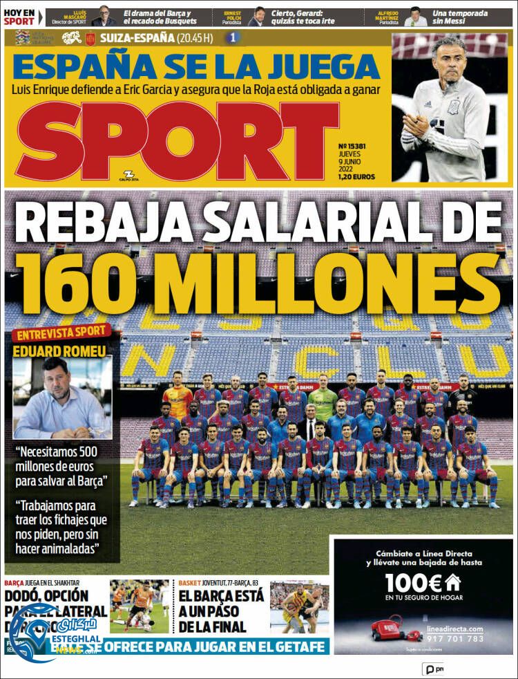 روزنامه ورزشی اسپورت پنجشنبه 19 خرداد 1401