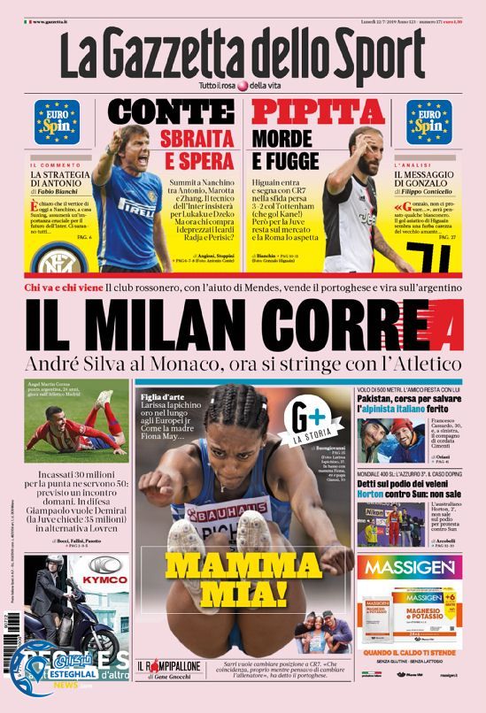 روزنامه ورزشی گاتزتا دلو اسپورت دوشنبه 31 تیر 1398