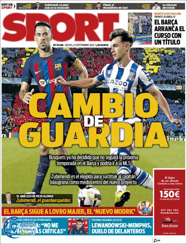 روزنامه ورزشی اسپورت پنجشنبه 31 شهریور 1401