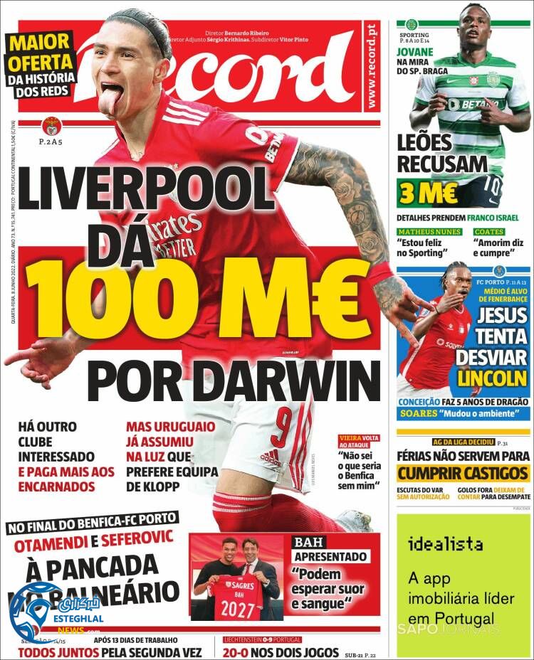 روزنامه ورزشی رکورد چهارشنبه 18 خرداد 1401