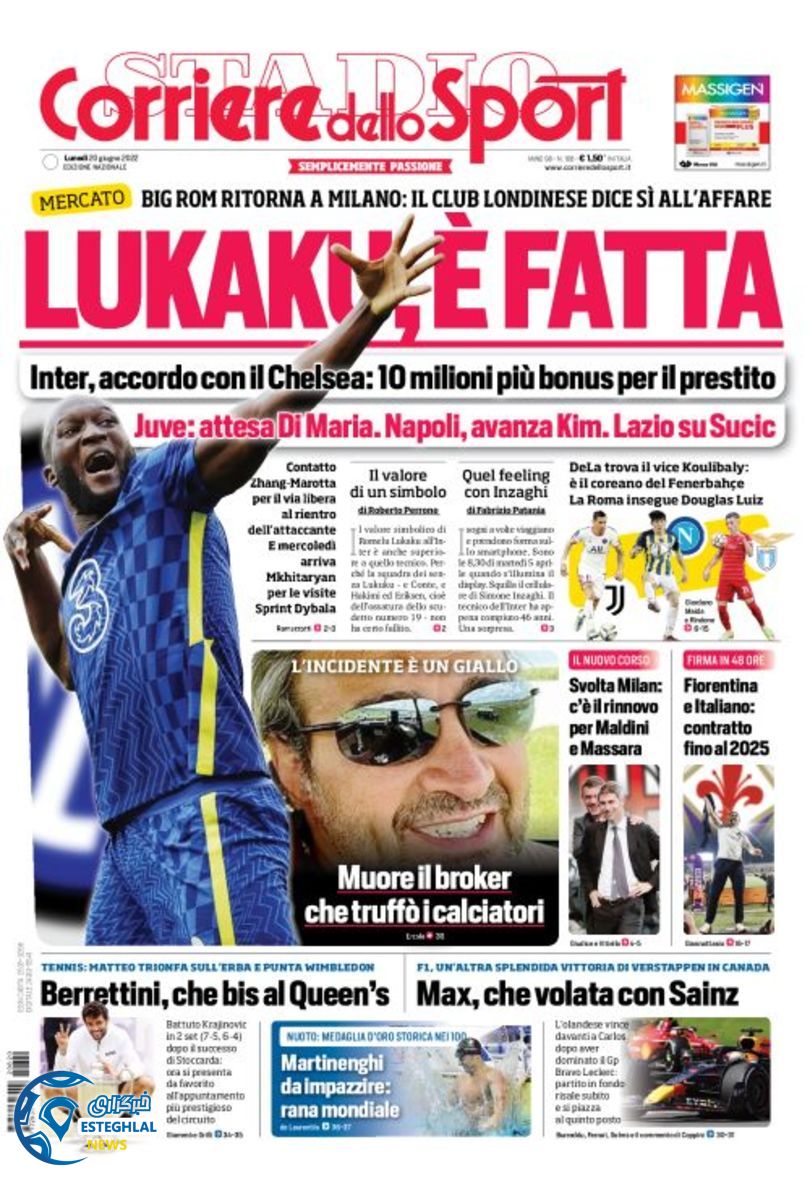 روزنامه ورزشی کوریره دلو اسپورت دوشنبه 30 خرداد 1401