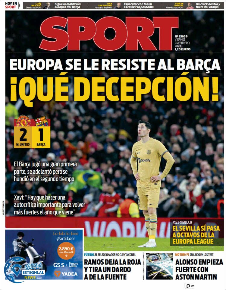 روزنامه ورزشی اسپورت جمعه 5 اسفند 1401 