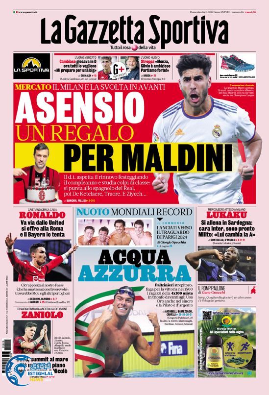 روزنامه ورزشی گاتزتا دلو اسپورت یکشنبه 5 تیر 1401