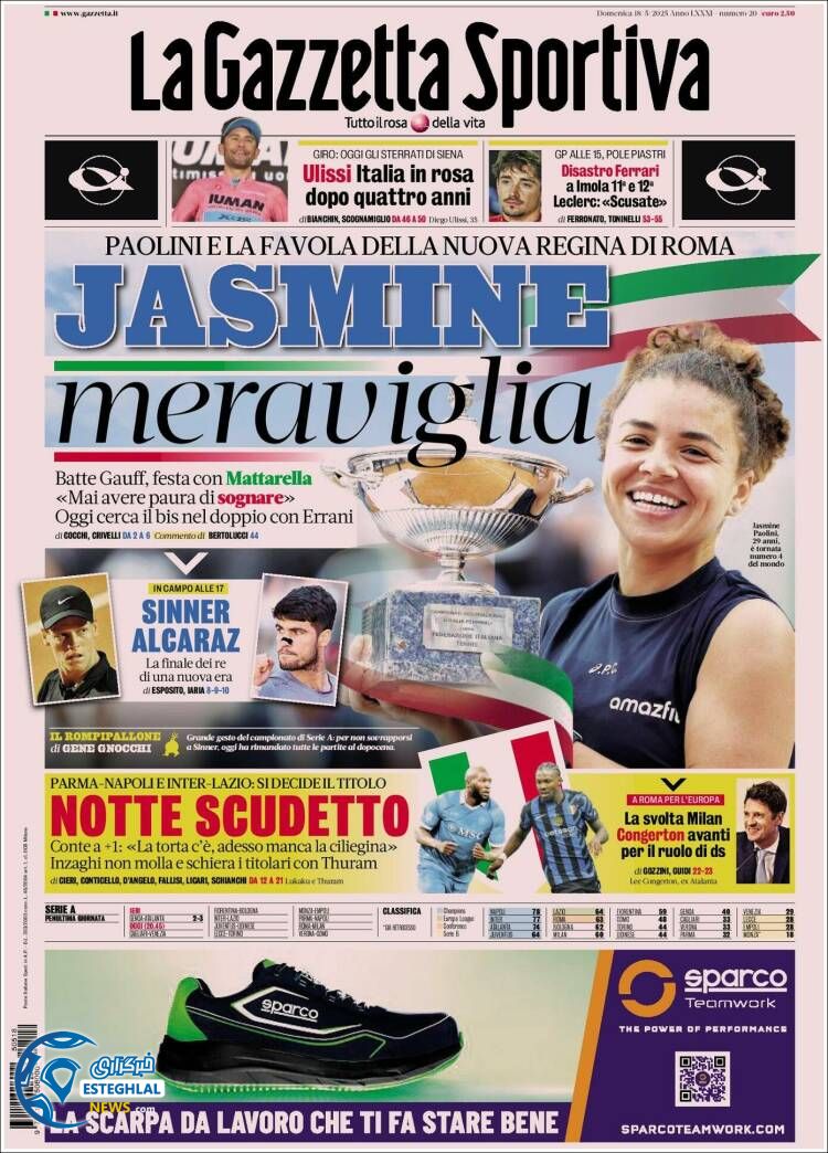 روزنامه ورزشی گاتزتا دلو اسپورت یکشنبه 28 اردیبهشت 1404  