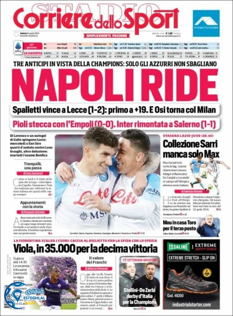 روزنامه ورزشی کوریره دلو اسپورت شنبه 19 فروردین 1402 