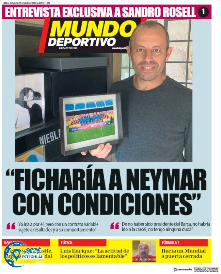 روزنامه ورزشی نموندو دپورتیو دوشنبه 1 اردیبهشت 1399