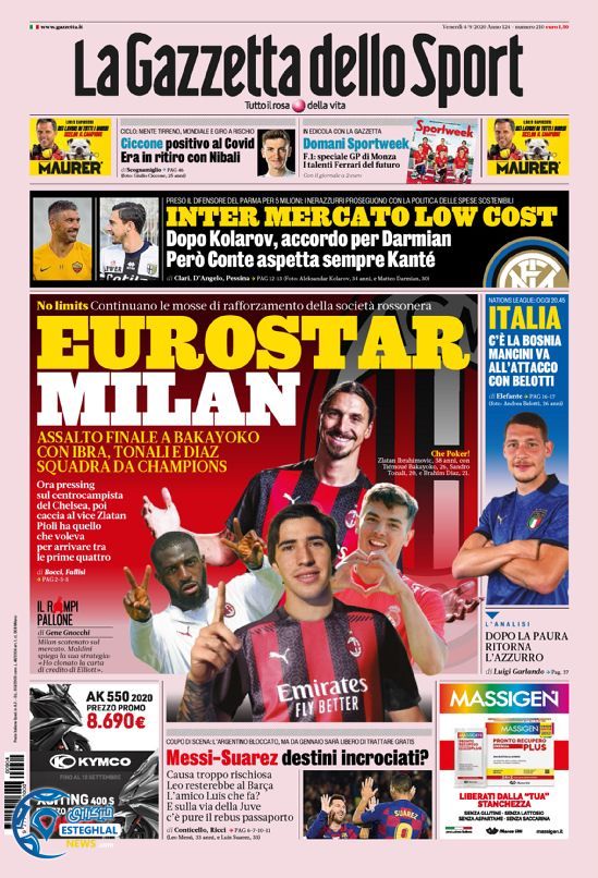 روزنامه ورزشی گاتزتا دلو اسپورت جمعه 14 شهریور 1399