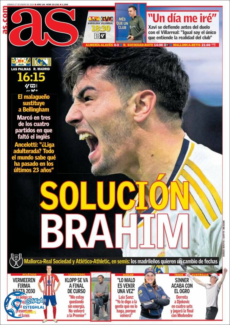 روزنامه ورزشی آ اس شنبه 7 بهمن 1402 