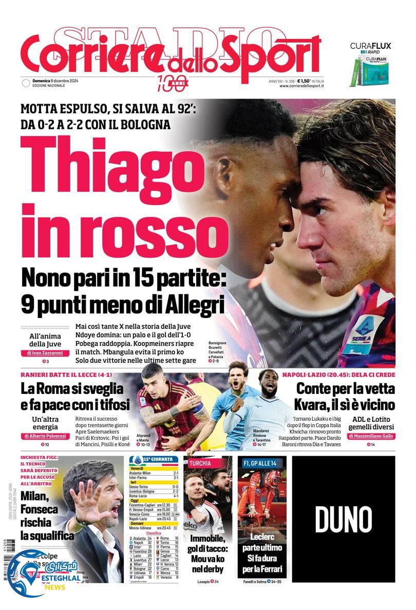 روزنامه ورزشی  کوریره دلو اسپورت یکشنبه 18 آذر 1403 