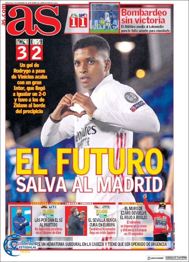 روزنامه ورزشی آاس چهارشنبه 14 آبان 1399