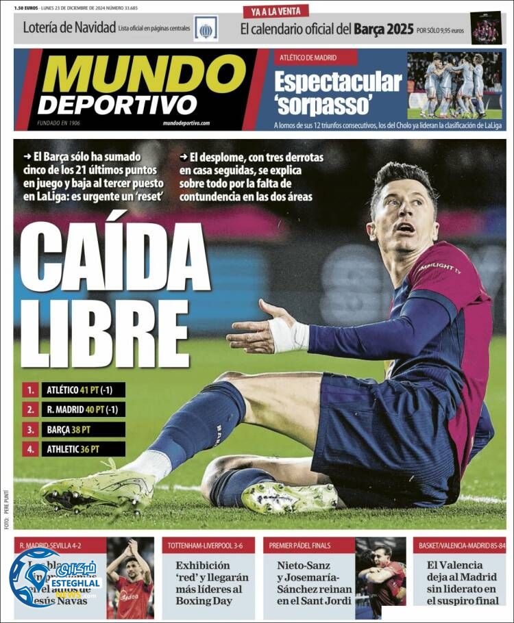 روزنامه  ورزشی  موندو دپورتیوو دوشنبه 3 دی 1403 