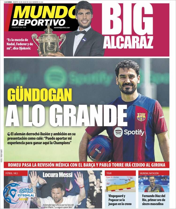 روزنامه  ورزشی موندو دپورتیوو سه شنبه 27 تیر 1402 