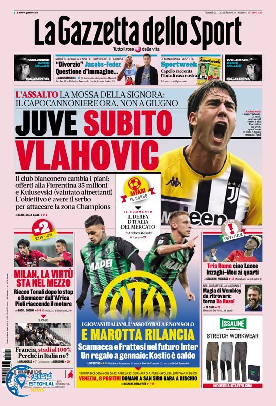 روزنامه ورزشی گاتزتا دلو اسپورت جمعه 1 بهمن 1400