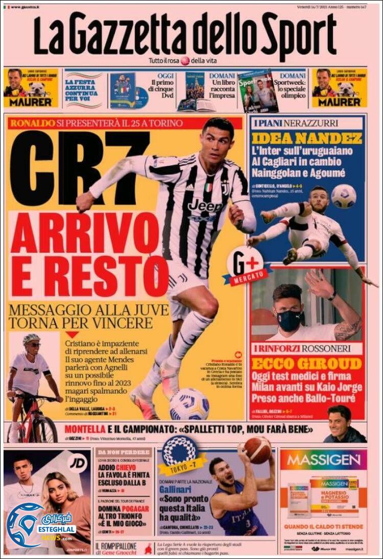 روزنامه ورزشی گاتزتا دلو اسپورت جمعه 25 تیر 1400