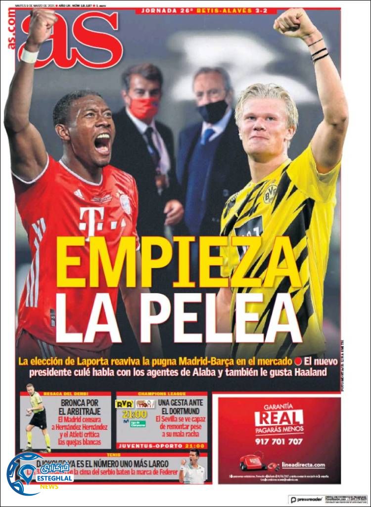 روزنامه ورزشی آاس سه شنبه 19 اسفند 1399