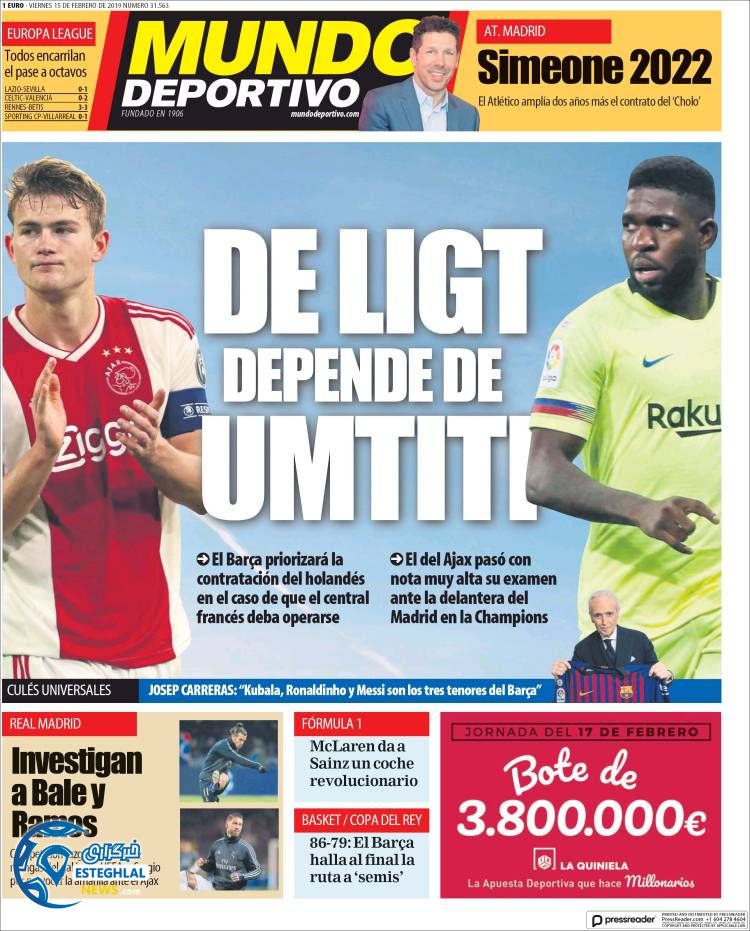 روزنامه ورزشی موندو دپورتیوو جمعه 26 بهمن 1397