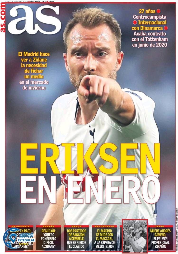 روزنامه ورزشی آاس پنجشنبه 18 مهر 1398