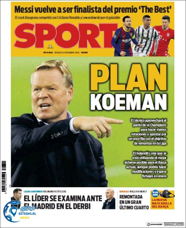 روزنامه ورزشی اسپورت شنبه 22 آذر 1399