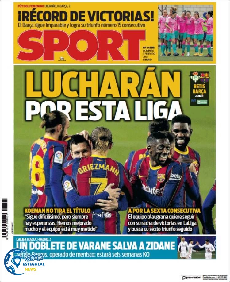 روزنامه ورزشی اسپورت یکشنبه 19 بهمن 1399