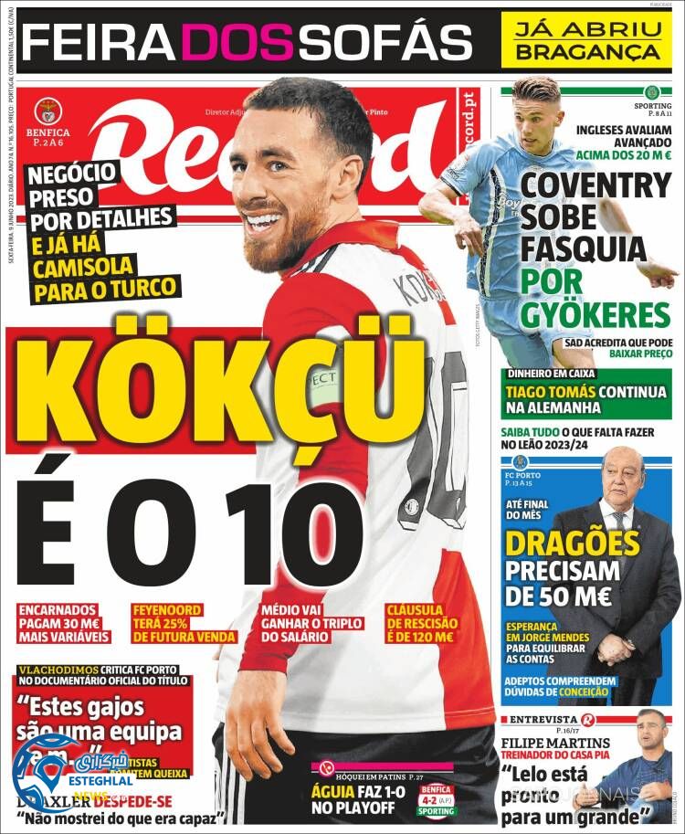 روزنامه ورزشی رکورد جمعه 19 خرداد 1402  