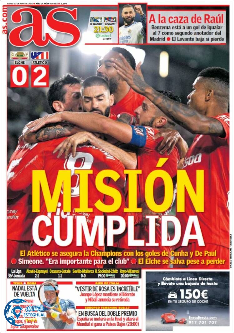 روزنامه ورزشی آ اس پنجشنبه 22 اردیبهشت 1401