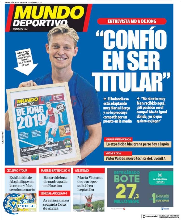 روزنامه  ورزشی موندو دپورتیوو شنبه 29 تیر 1398