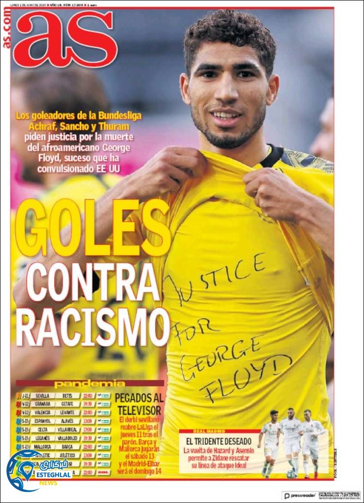 روزنامه ورزشی آاس دوشنبه 12 خرداد 1399