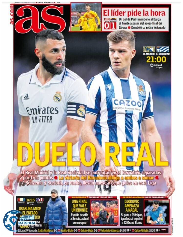 روزنامه ورزشی آ اس یکشنبه 9 بهمن 1401  