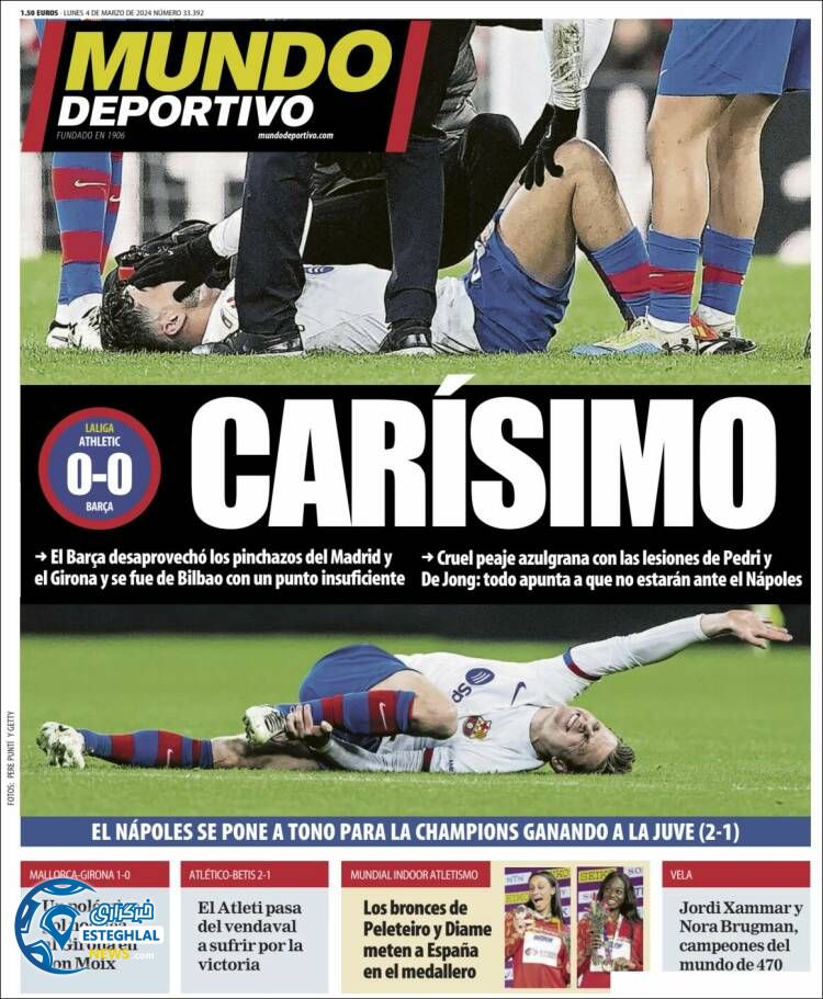 روزنامه ورزشی موندو دپورتیوو دوشنبه 14 اسفند 1402 