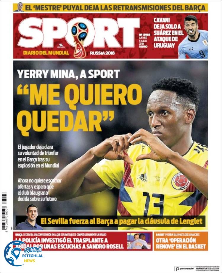 روزنامه اسپورت پنجشنبه 14 تیر 1397