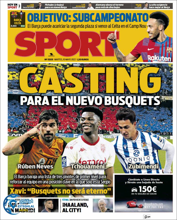 روزنامه ورزشی اسپورت سه شنبه 20 اردیبهشت 1401