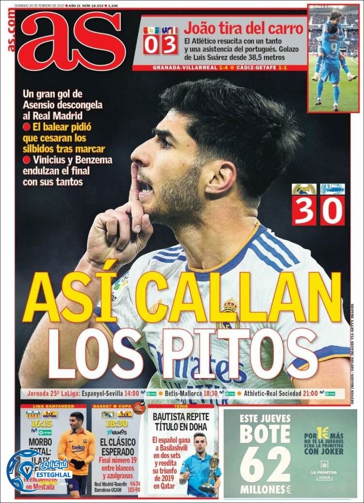 روزنامه ورزشی آ س یکشنبه 1 اسفند 1400