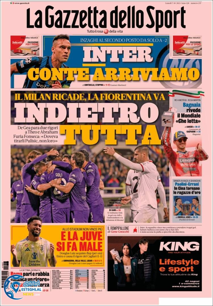 روزنامه  ورزشی گاتزتا دلو اسپورت دوشنبه 16 مهر 1403 