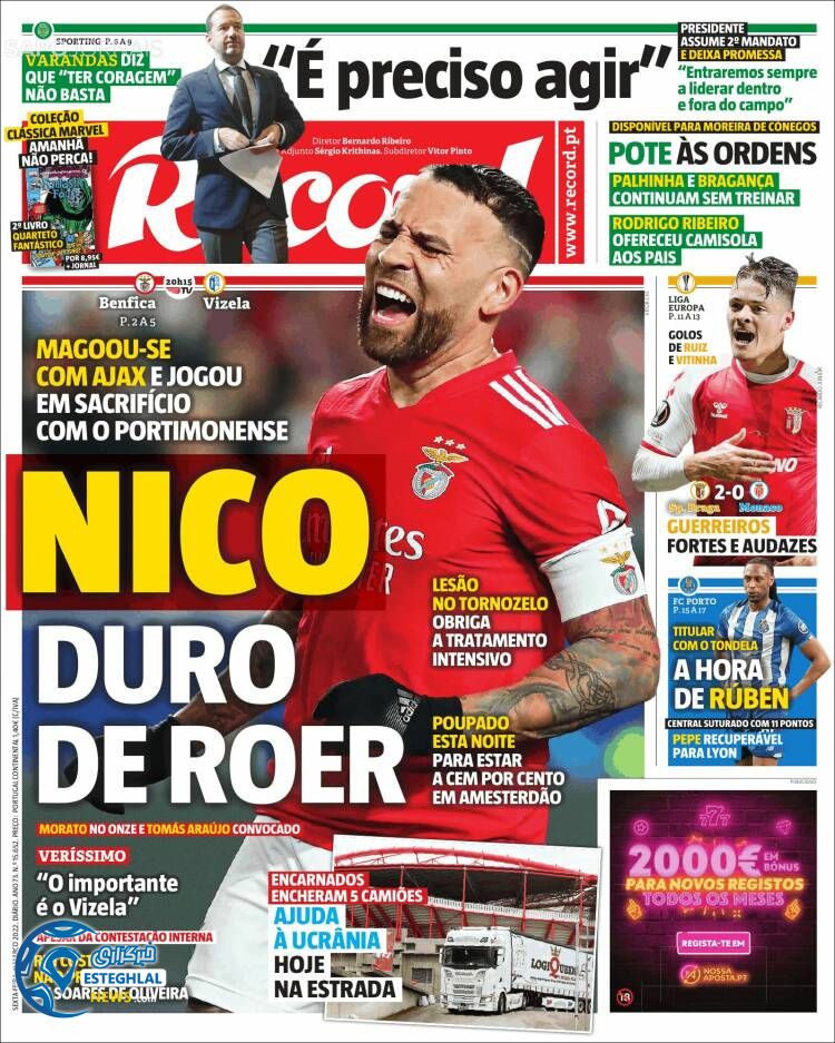 روزنامه ورزشی رکورد جمعه 20 اسفند 1400