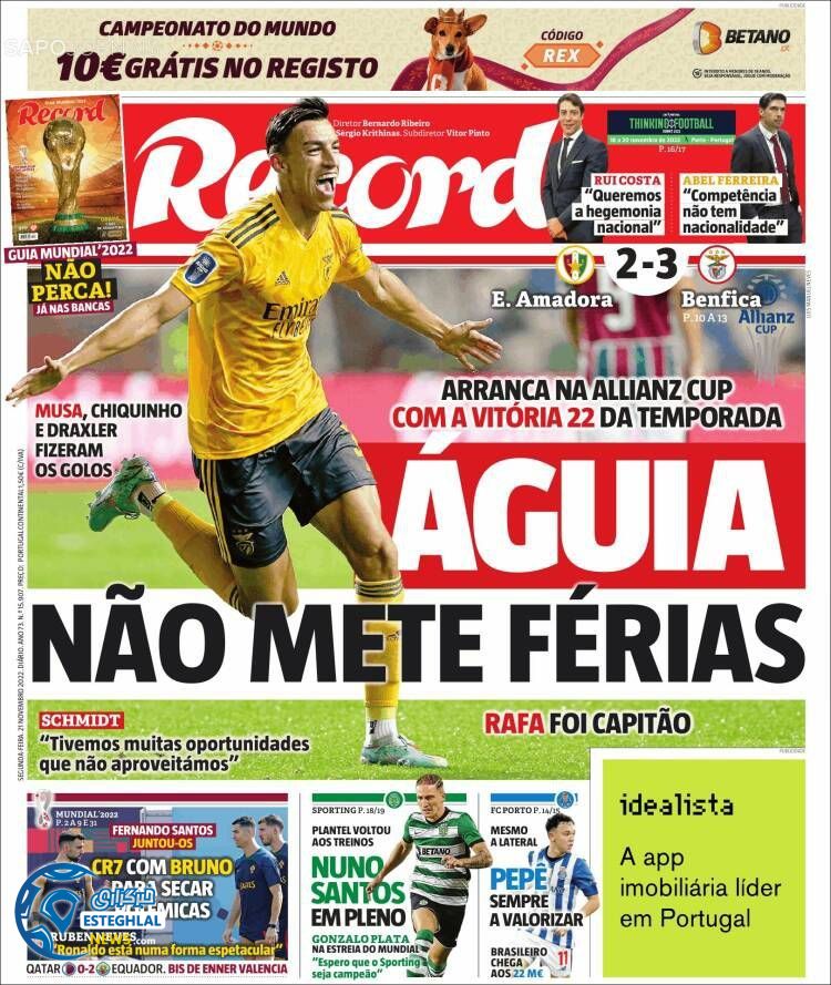 روزنامه ورزشی رکورد دوشنبه 30 آبان 1401 