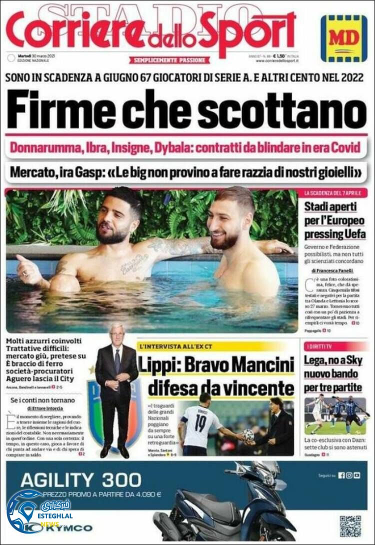 روزنامه ورزشی کوریره دلو اسپورت سه شنبه 10 فروردین 1400