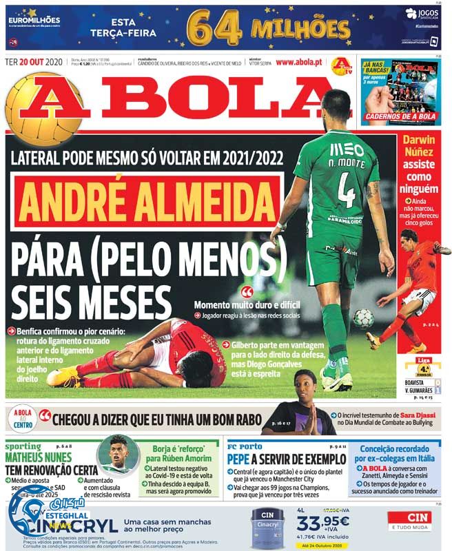 روزنامه ورزشی آبولا سه شنبه 29 مهر 1399