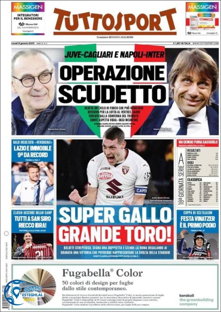 روزنامه ورزشی توتو اسپورت دوشنبه 16 دی 1398