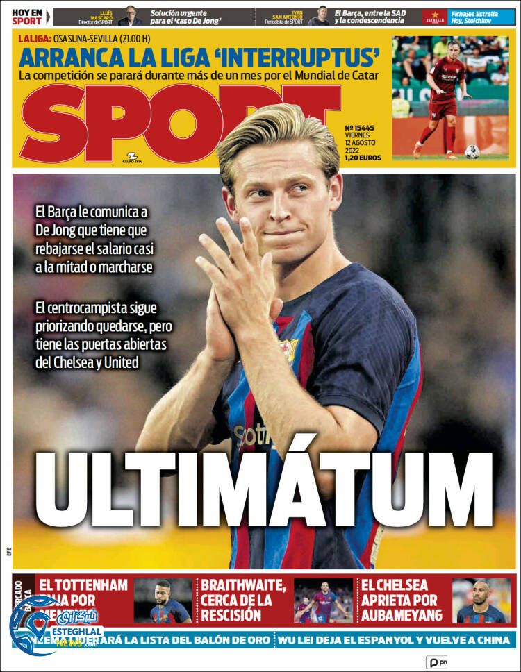 روزنامه ورزشی اسپورت جمعه21 مرداد 1401 