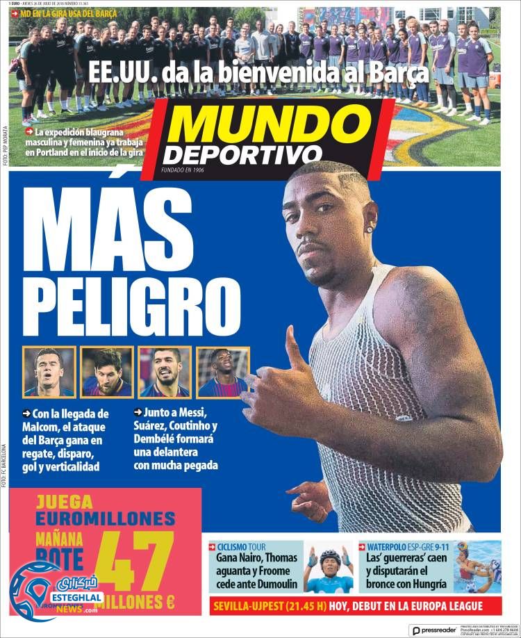 روزنامه ورزشی موندو دپورتیوو پنجشنبه 4 مرداد 1397