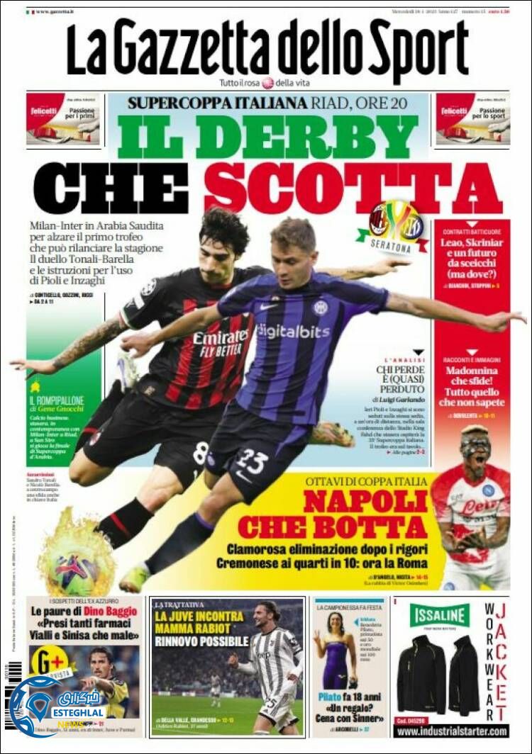 روزنامه ورزشی گاتزتا دلو اسپورت چهارشنبه 28 دی 1401 